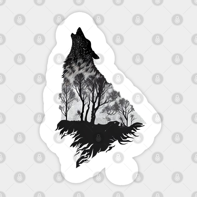 Stunning Howling Wolf Silhouette Wolf Sticker TeePublic